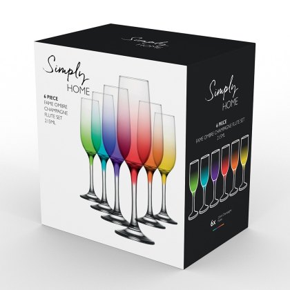 Simply Home Set of 6 Ombre Flutes