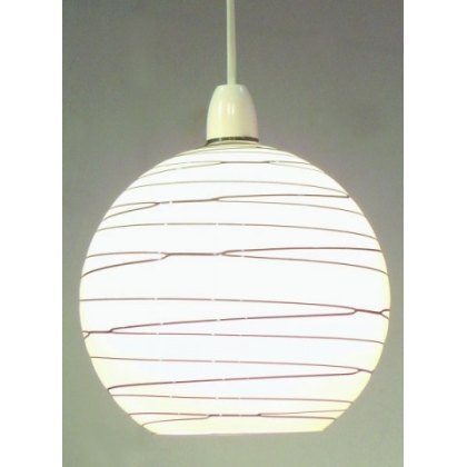 Glass Ball Lampshade White with Black Lines