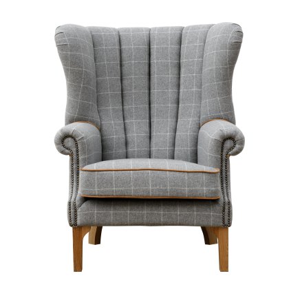 Artisan Fluted Wing Chair in Grey Wool