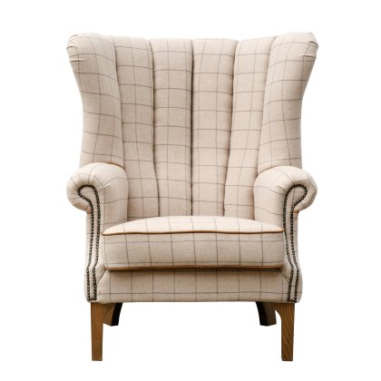 Artisan Fluted Wing Chair in Natural Wool