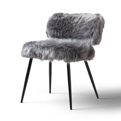 Rio Chair in Grey Faux Fur