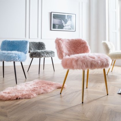 Rio Chair in Grey Faux Fur