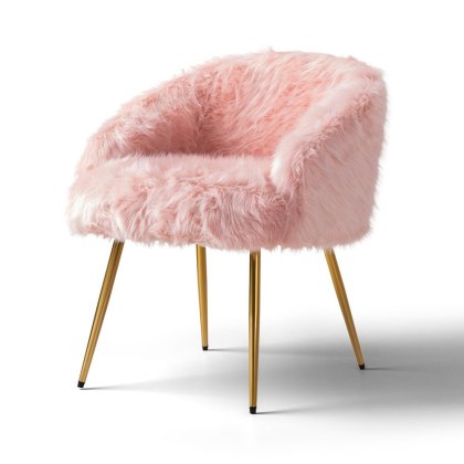 Ivy Chair in Pink Faux Fur