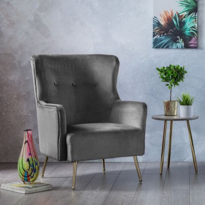 Venus Accent Chair Grey Velvet