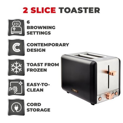 Tower Cavaletto 2 Slice Toaster Black