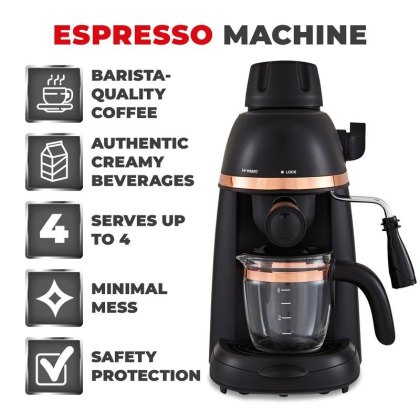 Tower Cavaletto 4 Cup Espresso Machine Black