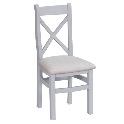 Tenby Cross Back Chair Fabric Grey