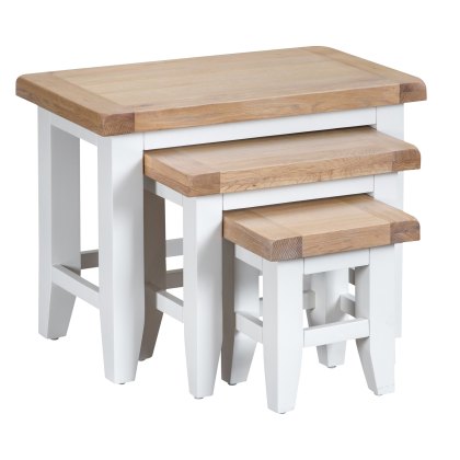 Tenby Nest of 3 Tables Off White
