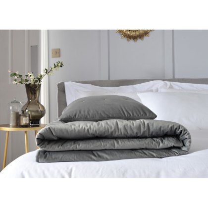 Velvet Dot Quilted Cushion Charcoal