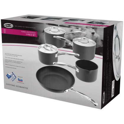 Stellar Element Hard Anodised 5 Piece Non Stick Pan Set