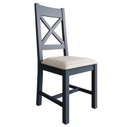 Heritage Blue Cross Back Dining Chair Natural Check
