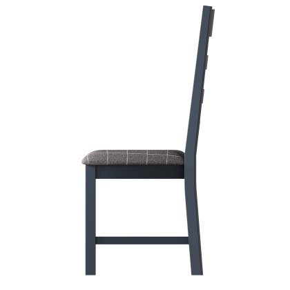 Heritage Blue Slatted Dining Chair Grey Check