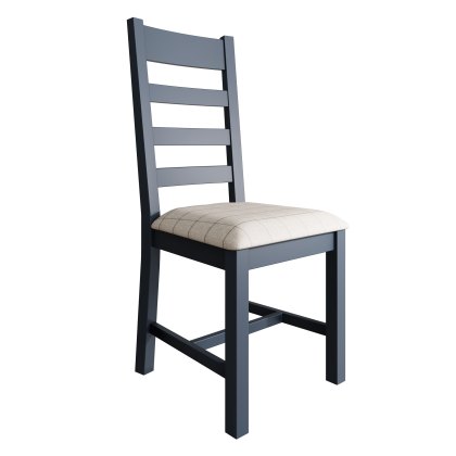 Heritage Blue Slatted Dining Chair Natural Check