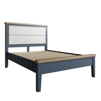 Heritage Blue Low End Bed with Fabric Headboard