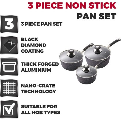 Tower Precision 3 Piece Non Stick Pan Set