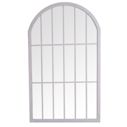 Large Arched Window Mirror Grey
