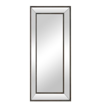 Large Bevelled Glass Mirror Grey