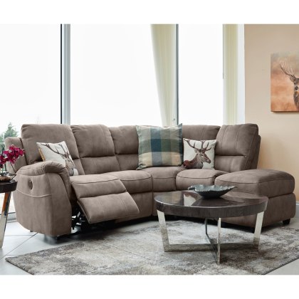 Montana Corner Sofa with Storage Stool in Pecan - Right-Hand Facing