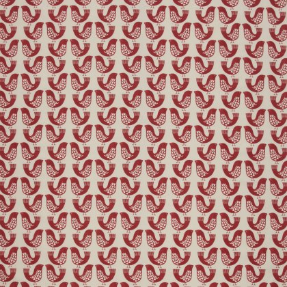 Scandi Birds Scarlet PVC Fabric