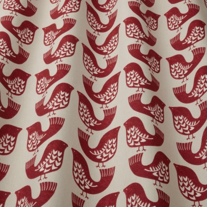 Scandi Birds Scarlet PVC Fabric