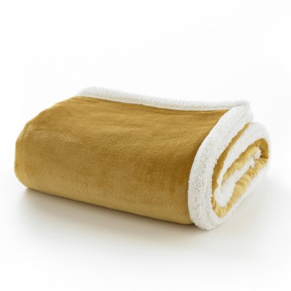 Blackbrook Sherpa Lined throw Ochre Blackbrook Sherpa Lined throw Ochre