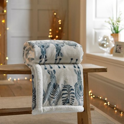 Zebras Sherpa Lined Throw