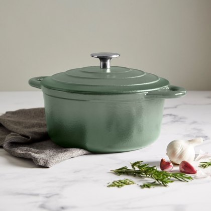 Simply Home Cast Iron 2.7L Round Casserole Green