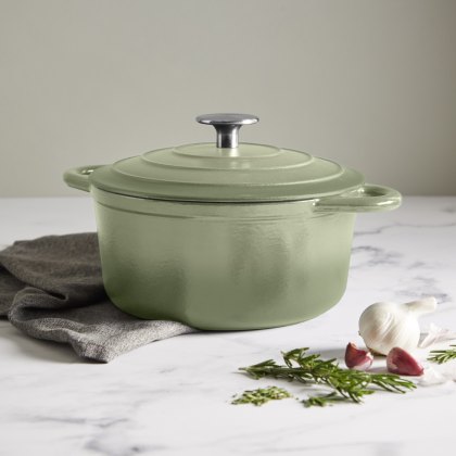 Simply Home Cast Iron 5.2L Round Casserole Green