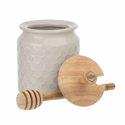 Kitchen Pantry Grey Honey Pot with Drizzler