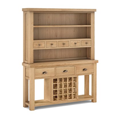 Fairford Open Sideboard with Wine Rack and Hutch
