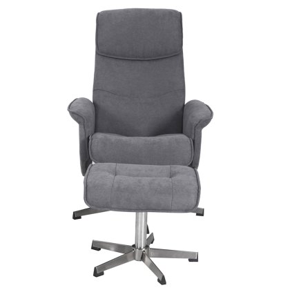 Rayna Swivel Recliner Chair & Stool in Grey