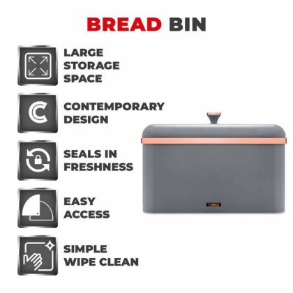 Tower Cavaletto Bread Bin Grey