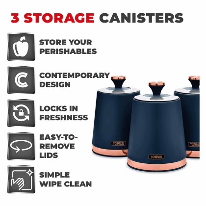 Tower Cavaletto Set of 3 cannisters Blue