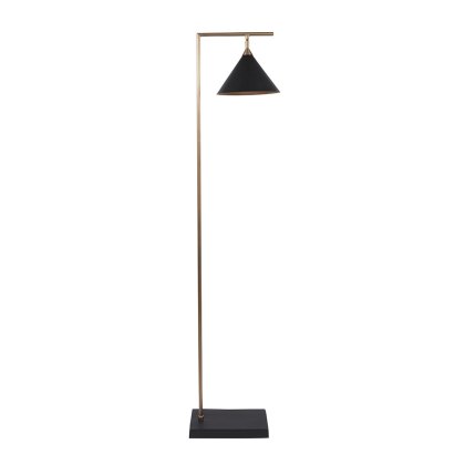 Zeta Black & Antique Brass Floor Lamp