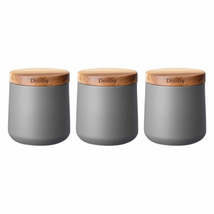 Denby Set of 3 Grey Storage Cannisters Denby Set of 3 Grey Storage Cannisters