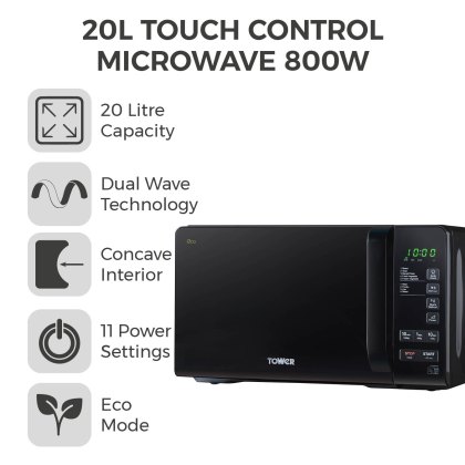 Tower Touch Control Microwave 800w 20L Black