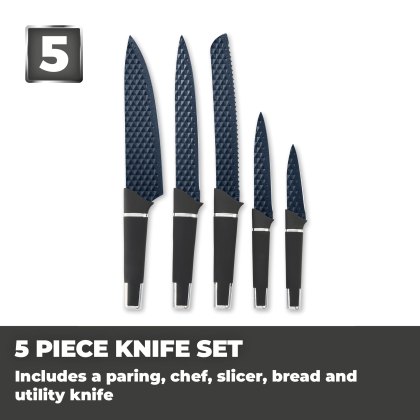 Tower Precision 5 Piece Knife Block Black