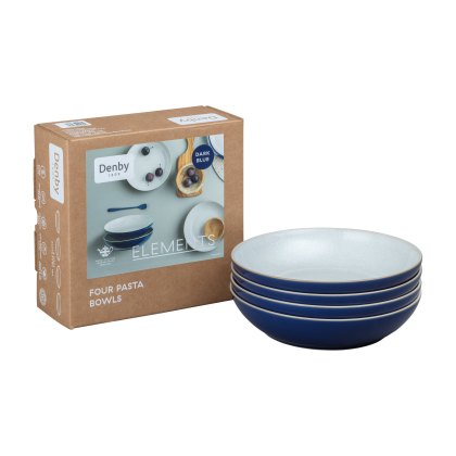 Denby Elements Dark Blue 4 Piece Pasta Bowl Set