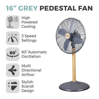 Tower Scandi 16' Grey Pedestal Fan