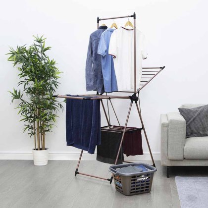 Tower Rose Gold Airer with Garment Hanger