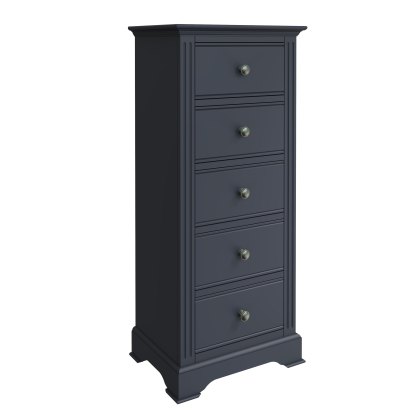 Turin 5 Drawer Narrow Chest in Midnight Grey
