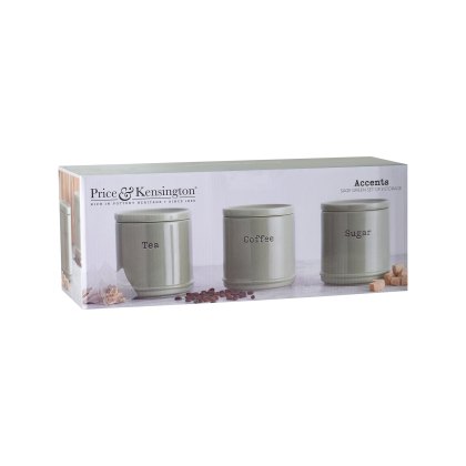 Price and Kensington Sage Green Tea Coffee Sugar Canisters