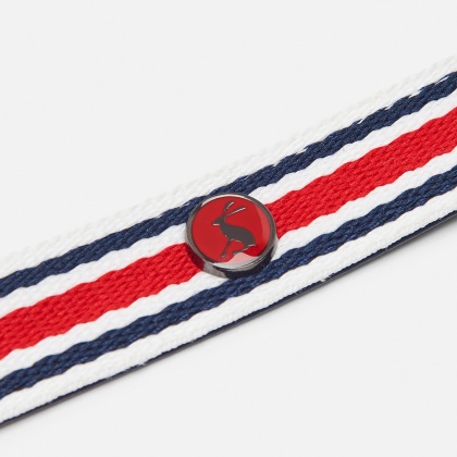 Joules Red and Navy Striped Dog Lead