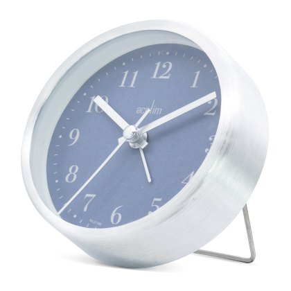 Acctim Tegan Silver & Suede Blue Alarm Clock