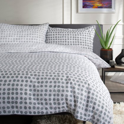 The Lyndon Company Dots Silver Single Duvet Cover Set