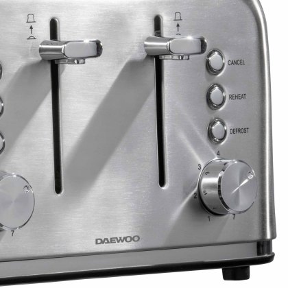 Daewoo Kensington Silver 4 Slice Toaster
