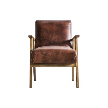 Quebec Accent Chair in Vintage Brown Leather