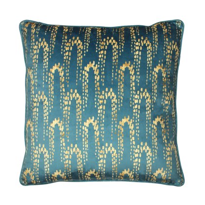 Wisteria Printed Velvet Cushion Petrol Wisteria Printed Velvet Cushion Petrol