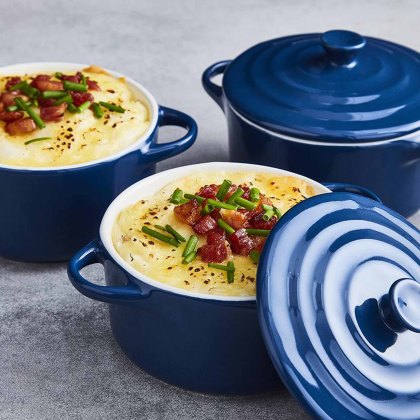 Barbary & Oak Foundry Set of 4 mini Blue Casseroles