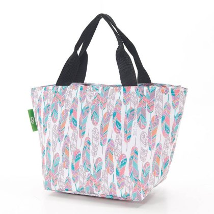 Eco Chic White Feather Lunch Bag